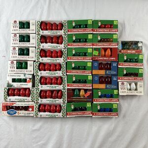 Lot 128 Vintage‎ ~ C7 Christmas Light Bulbs Yule-Glo Holiday, GE, Christmas Trim